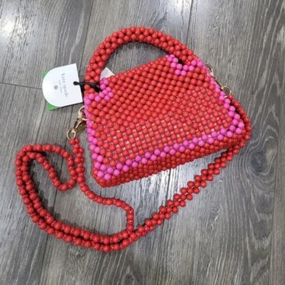 Kate Spade New York x Target Colorblock‎ Beaded Crossbody Bag Red Pink Sold Out - Picture 5 of 6